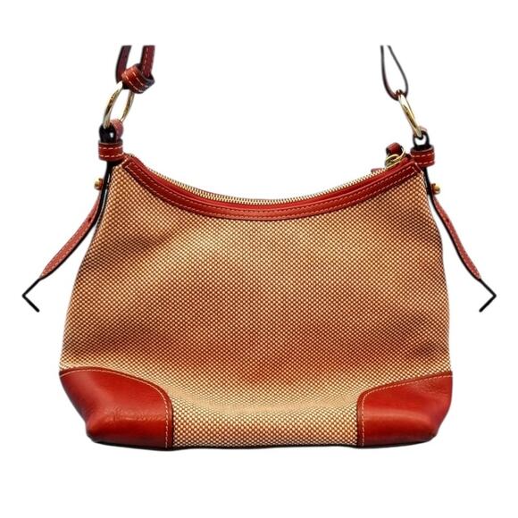 Dooney and Burke Tan and Rex/Orange Leather Women's Lucy Shoulder Bag - Picture 3 of 4